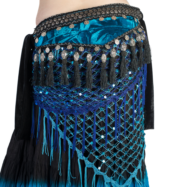 velvet hip scarf blue – Senoritas-tribal-designs